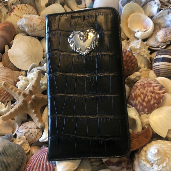 Brighton Accessories - BLACK LEATHER BRIGHTON  SILVER HEART EYEGLASS CASE